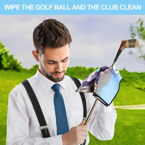 Miniatura 4 de Toalla de golf DUNGGLE 3 piezas, divertido juego de limpieza de palos de golf para bolsas de golf con clip, divertidos regalos para fanáticos