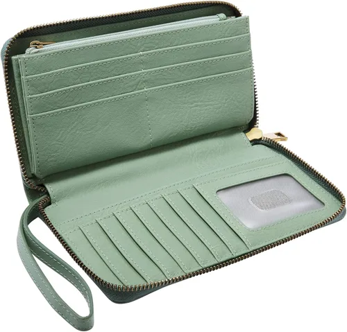 Miniatura 5 de Fossil Liza - Cartera de cuero con cremallera alrededor para mujer con correa retráctil para la muñeca
