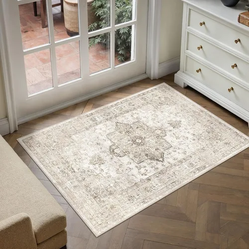 Miniatura 90 de PureCozy - Alfombra de área beige de 8 x 10, lavable, vintage, alfombra para sala de estar, dormitorio, gran alfombra suave retro de pelo bajo