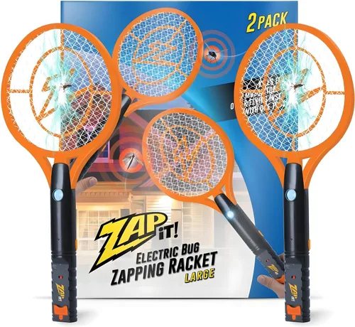 Miniatura 14 de Zap It Bug Zapper - Raqueta mata mosquitos recargable de 4000 voltios, cable de carga USB, Paquete de 2 Amarillo