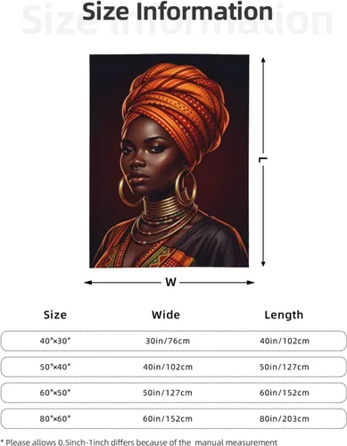 Miniatura 2 de African American Black Woman Fleece Throw Blanket Ultra Soft Cozy Decorative Flannel Blanket for Home Bed Couch Chair Travel 40x30in