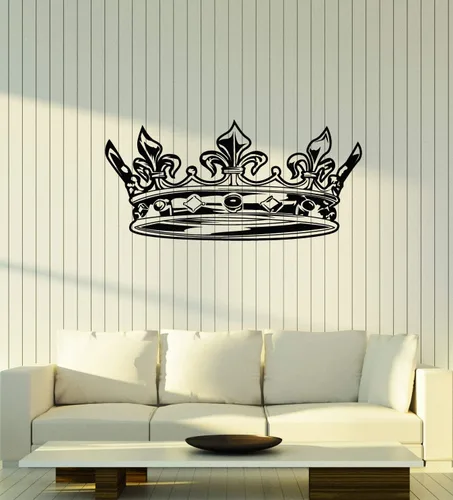 Adhesivo de pared de vinilo con corona, letrero King sobre la cama, dormitorio, hogar, decoración grande (g2891), color negro