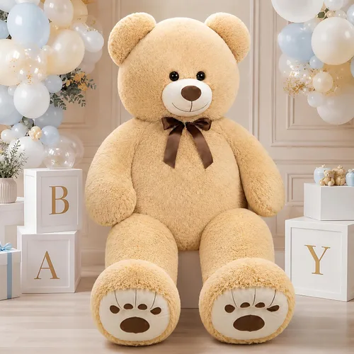 Miniatura 8 de MaoGoLan Oso de peluche gigante de 4 pies de crema, oso de peluche grande de 47 pulgadas, peluche suave para niños, decoraciones para Baby Shower
