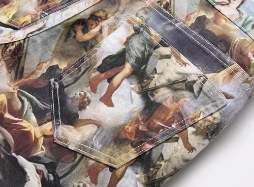 Miniatura 144 de Baylvn - Pantalones de mezclilla entallados y estampados para hombre con corte recto