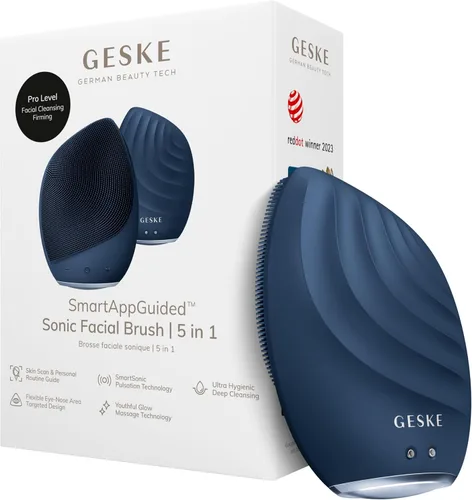Miniatura 10 de GESKE SmartAppGuided™ Cepillo facial sónico 5 en 1 Cepillo de limpieza facial eléctrico vibratorio Cepillo de silicona suave Limpiador facial