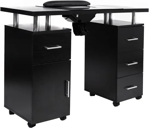 Miniatura 2 de DERMALOGIC Mesa de manicura Glass Glow Black II Salon Nail Table Salon Muebles y equipos, versión ligera