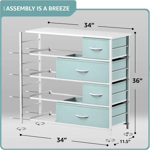 Miniatura 3 de Sorbus Cómoda con 8 cajones – Cómoda de almacenamiento de muebles para niños, adolescentes, dormitorio, guardería, sala de juegos, ropa, juguetes