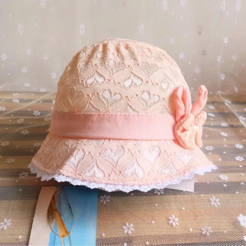 Miniatura 4 de Gorro de bebé con estampado de corazón, melocotón, para niñas, para el verano, de dibujos animados, cuidado del bebé