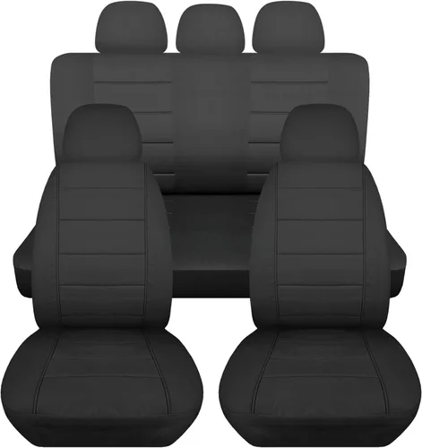 Miniatura 28 de Totally Covers Fundas de asiento de coche sólidas con 5 fundas (2 delanteras + 3 traseras) para reposacabezas: color negro, ajuste