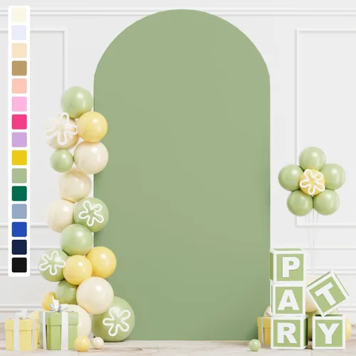 Miniatura 12 de Cubierta de Arco de Boda Verde Cazador 3.3x6.6 pies Spandex Elástico Chiara Cubierta de Telón de Fondo para Soporte de Arco de Parte Superior