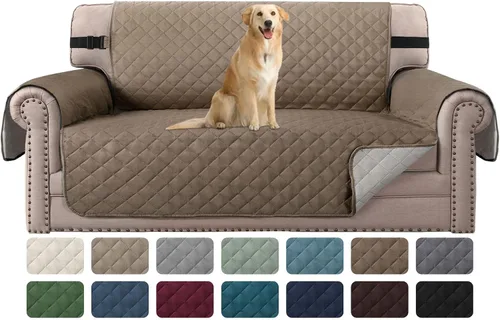 Miniatura 41 de H.VERSAILTEX Funda de sofá resistente al agua para sofá de 3 cojines, reversible, protector de muebles acolchado con correa elástica, funda de sofá