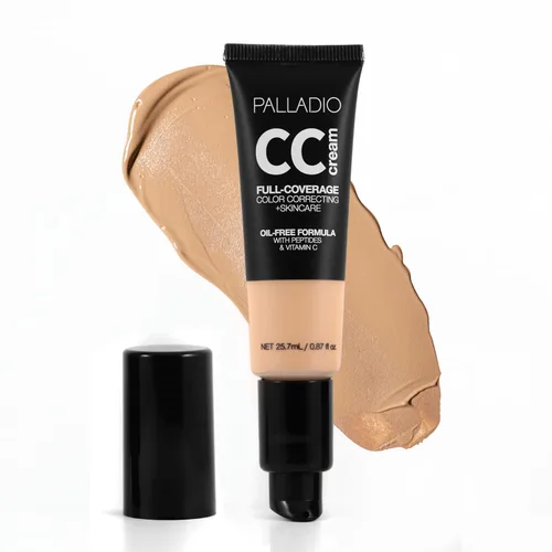Miniatura 16 de Palladio Crema CC de Corrección de Color de Cobertura Completa, Sin Aceite con Péptidos y Vitamina C, Base de Cobertura Ajustable
