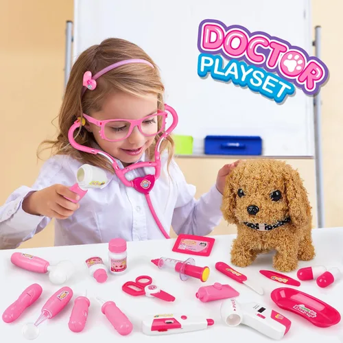 Miniatura 6 de Kit de médico de mascotas de 33 piezas para niños pequeños - Disfraz de disfraz y juego de simulación de médico con juguete para perros