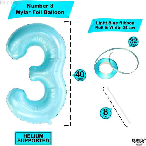 Miniatura 194 de KatchOn, Globo grande azul número 2 de 40 pulgadas Decoraciones de cumpleaños de Baby Shark para niño de 2 años Globo azul número 2 Globo