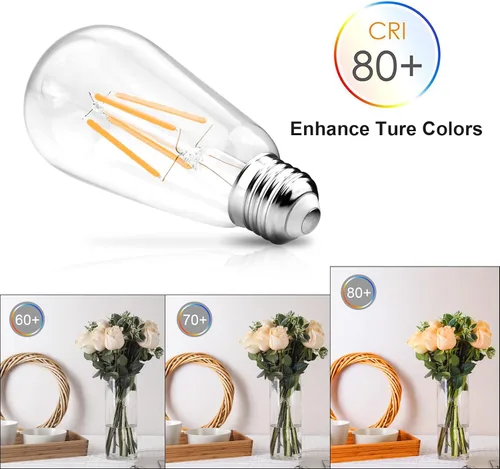 Miniatura 7 de Ascher - Bombillas LED Edison vintage, 6 W, equivalente a 60 W, no regulables, blanco cálido 2700 K, bombillas de filamento LED antiguas ST58