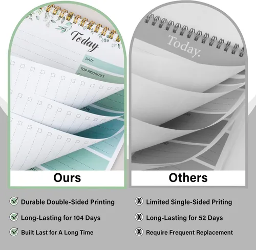 Miniatura 6 de Bloc de notas de lista de tareas – Bloc de notas diario de 104 páginas, planificador de tareas, 6.7 x 9.8 pulgadas, cuaderno espiral de doble cara