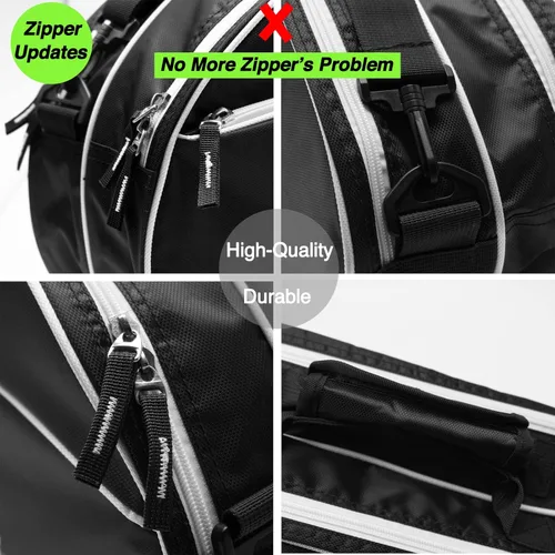 Miniatura 4 de Bolsa para raqueta de tenis Tannius (para 3-5 raquetas), con compartimento para zapatos y teléfono y almohadilla protectora, bolsa de raqueta