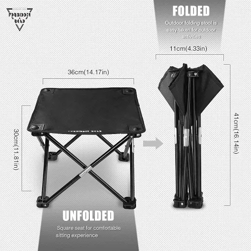 Miniatura 3 de Forbidden Road Taburete de camping portátil para senderismo, pesca, mochilero, playa, viajes, capacidad de 220 libras (negro, 14.17 x 11.8 pulgadas)