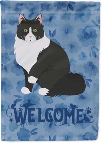 Miniatura 46 de Caroline's Treasures CK5047CHF Ojos Azules - Bandera de bienvenida con diseño de gato para casa de porche, grande, para colgar en la pared