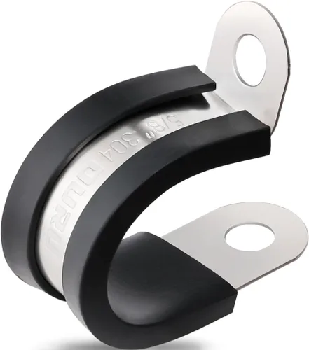 Miniatura 14 de OURU 100 piezas de abrazaderas de cable de 3/8 pulgadas, abrazaderas de cable de acero inoxidable 304 con revestimiento de goma acolchado y aislado