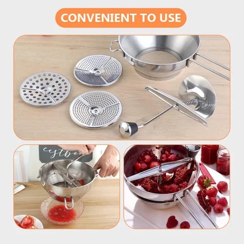 Miniatura 8 de UPKOCH Mezclador manual de papas y triturador de alimentos de acero inoxidable para puré de papas, batatas, verduras, herramienta de cocina, 12.99 x