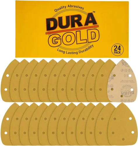 Miniatura 14 de Dura-Gold Hojas de Lija Premium para Lijadora de Detalle Tipo Ratón - Grano 180 (Caja de 24) - Discos Triangulares de 5 Orificios con Sistema