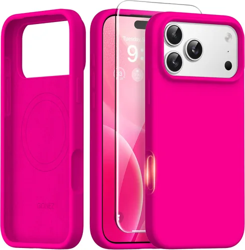 Miniatura 204 de GONEZ Funda de silicona para iPhone 14 Pro Max, compatible con MagSafe, con protector de pantalla + protector de lente de cámara, silicona líquida a