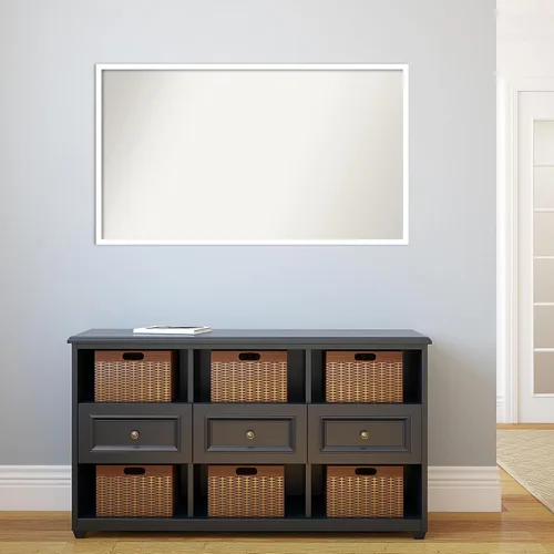 Miniatura 342 de Amanti Art Espejo de baño blanco para sobre el fregadero, 32 x 45 pulgadas, espejo de tocador rectangular blanco esbelto, marco de madera moderno