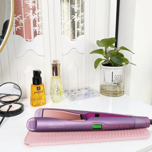 Miniatura 5 de ANGENIL - Alfombrilla de silicona resistente al calor para plancha plana, para viaje con doble voltaje, rizador de pelo, alisador de cabello, Rubor
