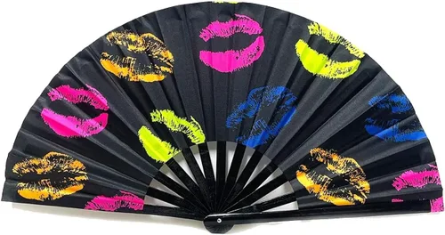 Miniatura 6 de Ventilador plegable que brilla con rayos UV, ventilador de mano de bambú para verano, decoración de mariposa, baile, fiesta, boda, club nocturno