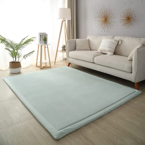 Miniatura 9 de Loartee Alfombras de Terciopelo Coral para Gatear (4'11"x4'11", Beige) para Área de Juego de Niños Pequeños Alfombras Tapete de Yoga Almohadillas