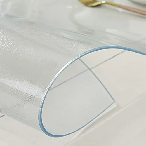 Miniatura 3 de Mantel transparente de PVC mate impermeable sin encogimiento/bordes biselados, protector transparente ovalado en ángulo recto para mesa de noche