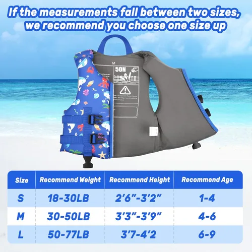 Miniatura 5 de Chaleco de natación para niños, chaqueta de natación para niños pequeños, flotadores para nadar con silbato de emergencia para niños y niñas de 1 a