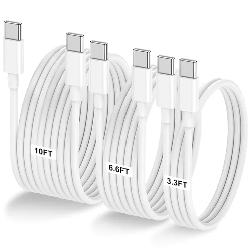 Miniatura 22 de Paquete de 2 cables USB C a USB C de 10 pies y 60 W, cable tipo C a tipo C, cable de carga rápida para iPhone Air 17 16e 16 15 Pro Plus Pro Max
