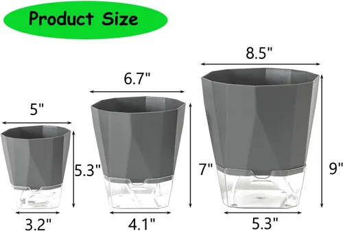 Miniatura 2 de Paquete de 6 macetas de plástico de 5 pulgadas con autorriego para interiores, modernas macetas decorativas para suculentas, aloe, hierbas, violetas