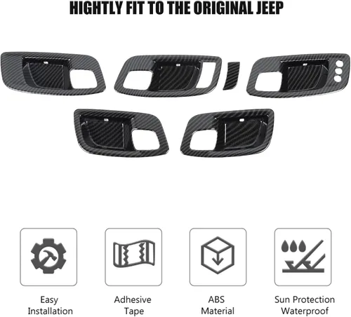 Miniatura 4 de CheroCar Funda para manija interior de la puerta del cargador para Dodge Charger 2011-2026, para Chrysler 300 300C 2015-2026, 6 piezas ABS negro