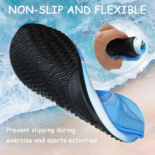 Miniatura 4 de ANLUKE Zapatos de agua para niños y niñas, calcetines acuáticos descalzos, de secado rápido, para playa, natación, deportes al aire libre, zapatos
