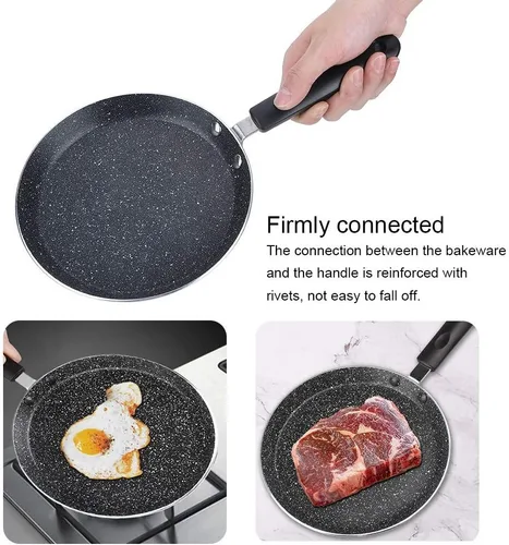 Miniatura 3 de Plplaaoo Sartén antiadherente para crepes, sartén de aluminio para panqueques con mango cómodo, sartén de calefacción uniforme, revestimiento