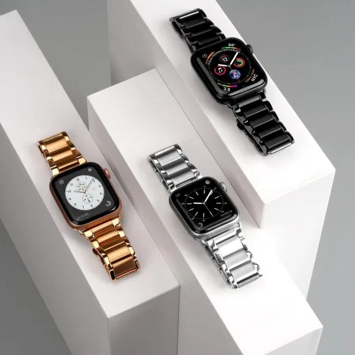 Miniatura 5 de CASETiFY Correa de reloj de eslabones [acero inoxidable de alta calidad] compatible con Apple Watch Series 1-9, SE, Ultra - 1.496 in/1.575 in/1.614