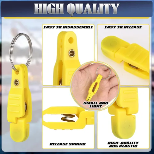 Miniatura 3 de Honoson 20 clips de liberación a presión de tensión pesada, clips de liberación acolchada, clips de arrastre con llavero para tablero de cepillado