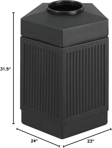 Miniatura 27 de Safco Products Canmeleon - bote de basura para interiores y exteriores, con tapa abierta, color negro, cinco paneles acanalados, capacidad de 30