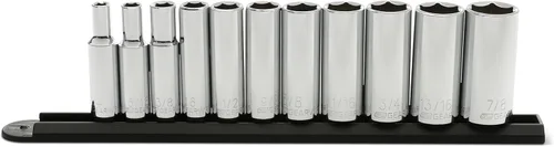 Miniatura 6 de GearWrench Juego de 10 piezas con guía de 1/2", 6 puntos, cubos profundos métricos - 80704