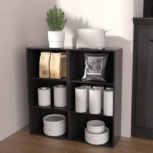 Miniatura 5 de Organizador de Almacenamiento de Madera de 3 Cubos, Estantería Baja de 3 Niveles Organizador de Exhibición de Almacenamiento Independiente, Estante