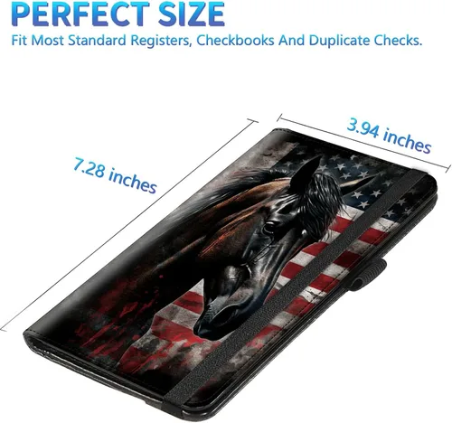 Miniatura 81 de Funda para chequera para hombres y mujeres, cartera de cuero RFID con ranuras para tarjetas de crédito, soporte de cheques duplicados personales