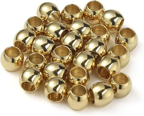 Miniatura 4 de 60 cuentas espaciadoras redondas de acero inoxidable chapadas en oro de 0.079 pulgadas con agujero de 0.079 pulgadas, cuentas sueltas sin costuras