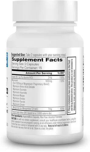 Miniatura 6 de Suplemento de magnesio Organixx, cápsulas naturales de magnesio para apoyo del sueño, recuperación muscular, con vitamina B6 y citrato y glicinato