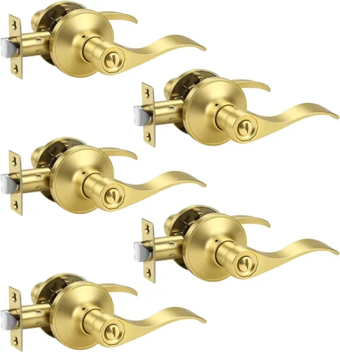 Miniatura 35 de KNOBWELL - Paquete de 2 pomos de puerta de bronce, manijas interiores para puerta de dormitorio y baño, manija de puerta de privacidad sin llave