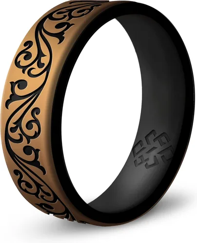 Miniatura 24 de Anillo de silicona Knot Theory en Filigrana, Floral, Corazones o Laurel - Banda de boda de silicona grabada de doble capa, para actividades