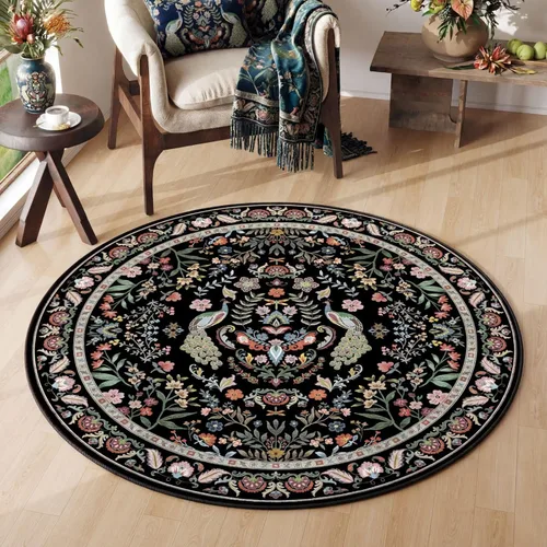 Miniatura 18 de Rugcomf Alfombra de pasillo lavable para cocina 2'6''x8' Alfombra de pasillo para entrada interior floral antideslizante alfombra suave para Azul