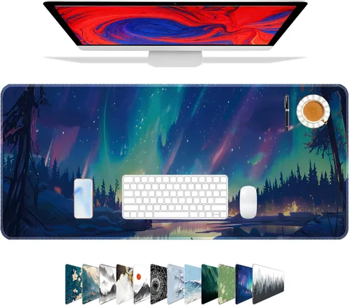 Miniatura 14 de Galdas Alfombrilla de mouse para juegos XXL XL, grande, larga, extendida, grande, de goma antideslizante, con bordes cosidos, para laptop, oficina